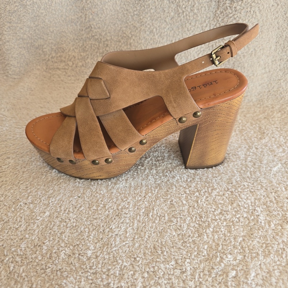 Indigo Rd Platform Heel Sandals Criss-cross Straps Brown Size 7.5 - Picture 5 of 13